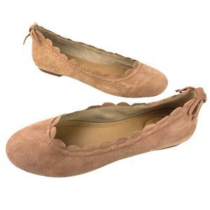 JACK‎ ROGERS 'Lucie' Scalloped Suede Bow Ballet Flats